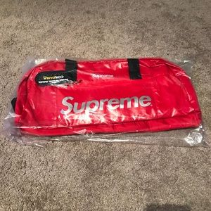 Supreme red duffle bag